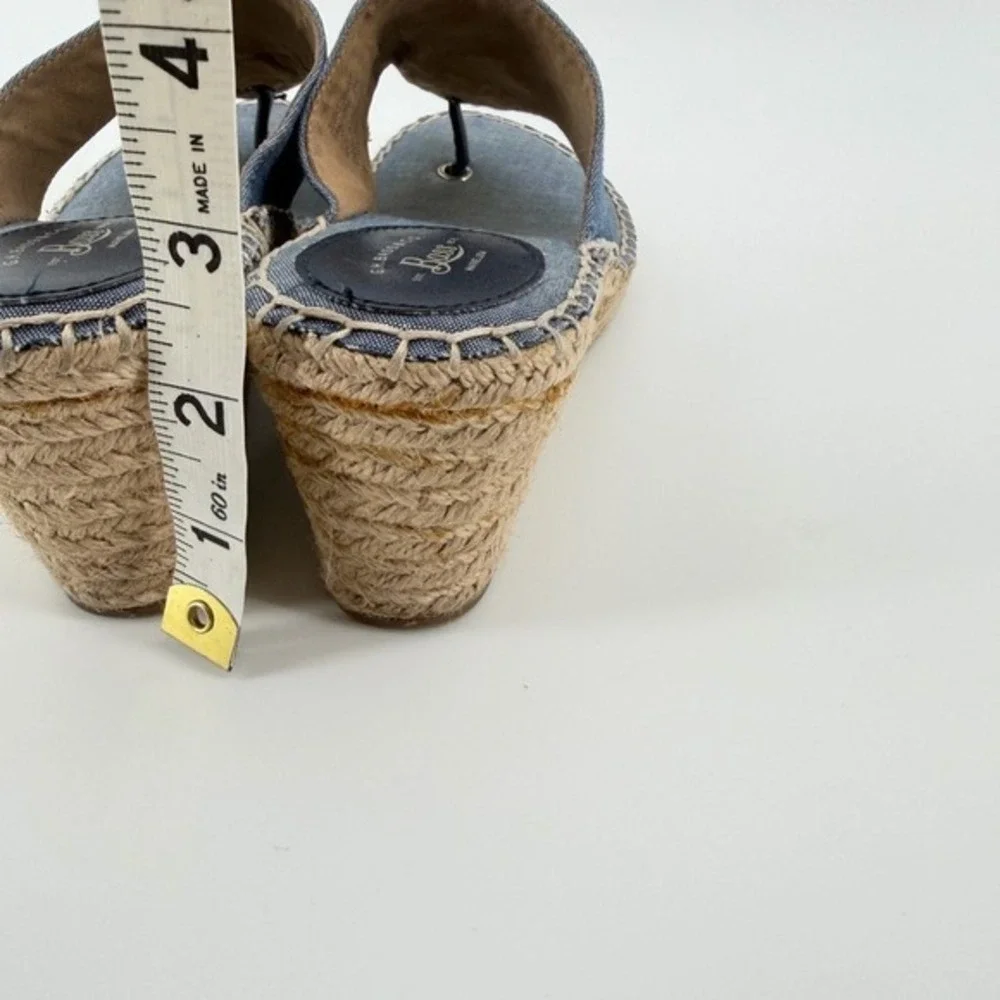 GH‎ Bass Opal Blue Chambray Espadrille Wedge Sandals Womens Denim 5M Spring